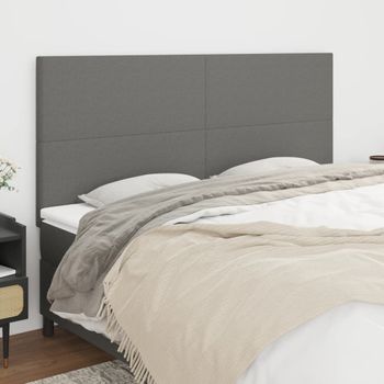 Pack 4 Uds Cabeceros Cama | Panel De Cabeceras De Tela Gris Oscuro 90x5x78/88 Cm Cfw265905