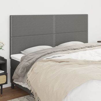 Pack 4 Uds Cabeceros Cama | Panel De Cabeceras De Tela Gris Oscuro 90x5x78/88 Cm Cfw444275