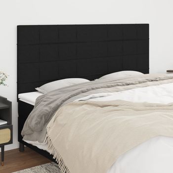 Pack 4 Uds Cabeceros Cama | Panel De Cabeceras De Tela Negro 100x5x78/88 Cm Cfw397083