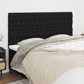 Pack 4 Uds Cabeceros Cama | Panel De Cabeceras De Tela Negro 100x7x78/88 Cm Cfw852443