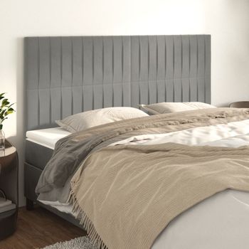 Pack 4 Uds Cabeceros Cama | Panel De Cabeceras De Terciopelo Gris Claro 90x5x78/88 Cm Cfw849715