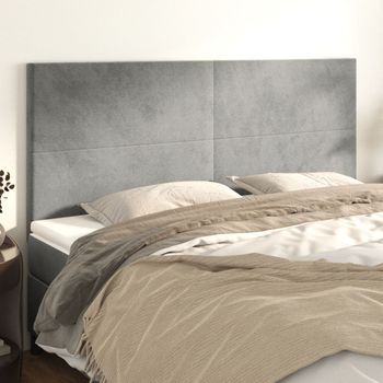 Pack 4 Uds Cabeceros Cama | Panel De Cabeceras De Terciopelo Gris Claro 90x5x78/88 Cm Cfw189300