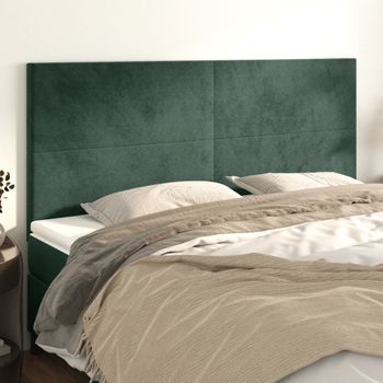 Pack 4 Uds Cabeceros Cama | Panel De Cabeceras De Terciopelo Verde Oscuro 80x5x78/88 Cm Cfw660825