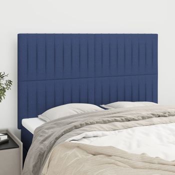 Pack 4 Uds Cabeceros Cama | Panel De Cabeceras Tela Azul 72x5x78/88 Cm Cfw826886