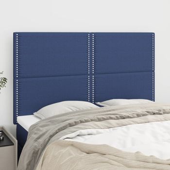 Pack 4 Uds Cabeceros Cama | Panel De Cabeceras Tela Azul 72x5x78/88 Cm Cfw657281