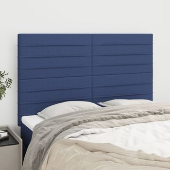 Pack 4 Uds Cabeceros Cama | Panel De Cabeceras Tela Azul 72x5x78/88 Cm Cfw290875