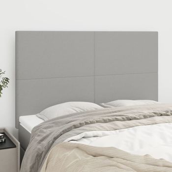 Pack 4 Uds Cabeceros Cama | Panel De Cabeceras Tela Gris Claro 72x5x78/88 Cm Cfw651903