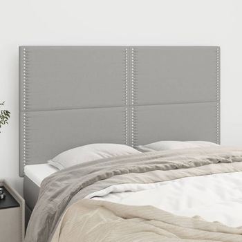 Pack 4 Uds Cabeceros Cama | Panel De Cabeceras Tela Gris Claro 72x5x78/88 Cm Cfw142550