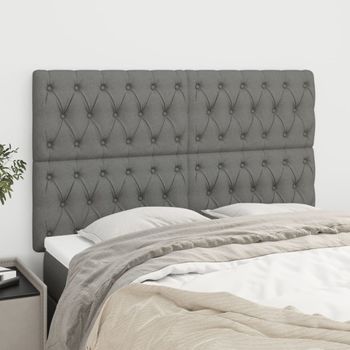 Pack 4 Uds Cabeceros Cama | Panel De Cabeceras Tela Gris Oscuro 72x5x78/88 Cm Cfw614930