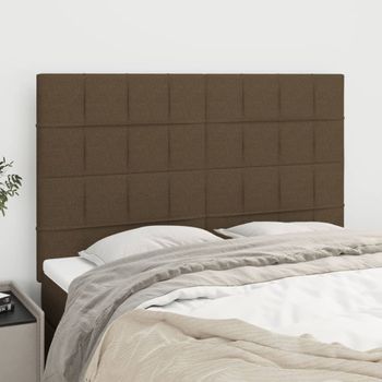 Pack 4 Uds Cabeceros Cama | Panel De Cabeceras Tela Marrón Oscuro 72x5x78/88 Cm Cfw176757