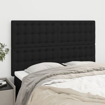 Pack 4 Uds Cabeceros Cama | Panel De Cabeceras Tela Negro 72x5x78/88 Cm Cfw190199