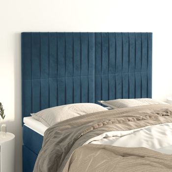 Pack 4 Uds Cabeceros Cama | Panel De Cabeceras Terciopelo Azul Oscuro 72x5x78/88 Cm Cfw174109