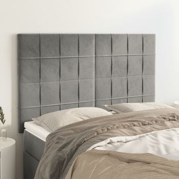 Pack 4 Uds Cabeceros Cama | Panel De Cabeceras Terciopelo Gris Claro 72x5x78/88 Cm Cfw462477