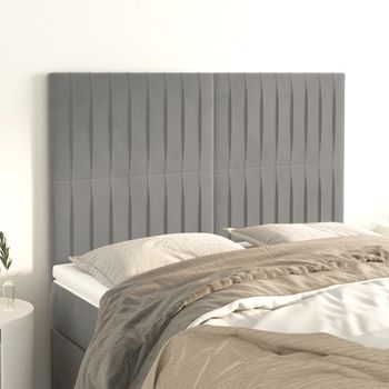 Pack 4 Uds Cabeceros Cama | Panel De Cabeceras Terciopelo Gris Claro 72x5x78/88 Cm Cfw491547