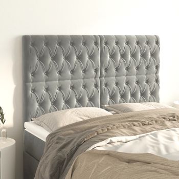 Pack 4 Uds Cabeceros Cama | Panel De Cabeceras Terciopelo Gris Claro 72x7x78/88 Cm Cfw841515