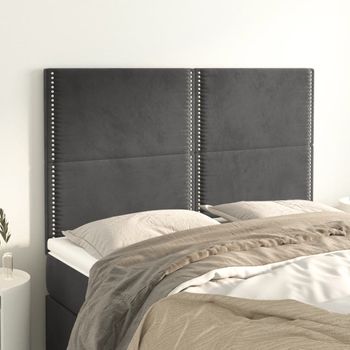 Pack 4 Uds Cabeceros Cama | Panel De Cabeceras Terciopelo Gris Oscuro 72x5x78/88 Cm Cfw713153