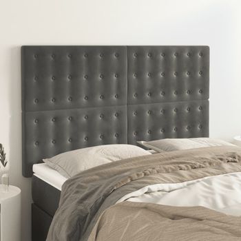 Pack 4 Uds Cabeceros Cama | Panel De Cabeceras Terciopelo Gris Oscuro 72x5x78/88 Cm Cfw896917