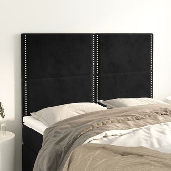 Pack 4 Uds Cabeceros Cama | Panel De Cabeceras Terciopelo Negro 72x5x78/88 Cm Cfw987735