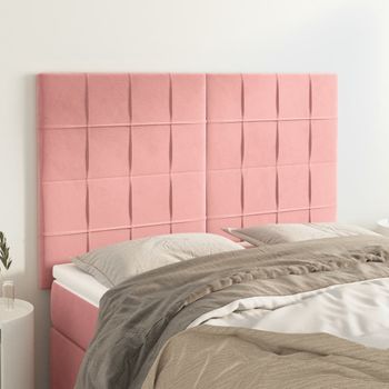 Pack 4 Uds Cabeceros Cama | Panel De Cabeceras Terciopelo Rosa 72x5x78/88 Cm Cfw792162