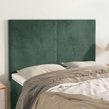 Pack 4 Uds Cabeceros Cama | Panel De Cabeceras Terciopelo Verde Oscuro 72x5x78/88 Cm Cfw130954