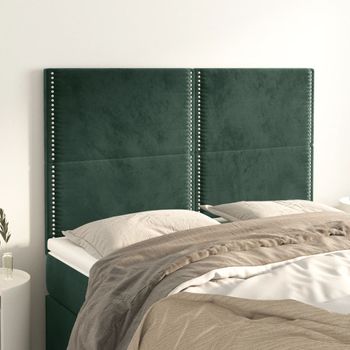 Pack 4 Uds Cabeceros Cama | Panel De Cabeceras Terciopelo Verde Oscuro 72x5x78/88 Cm Cfw273574