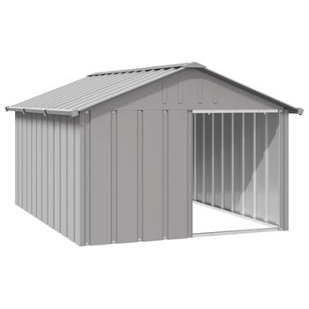 Casa Para Perros | Perrera Exterior Acero Galvanizado Gris 116,5x153x81,5 Cm Cfw750265