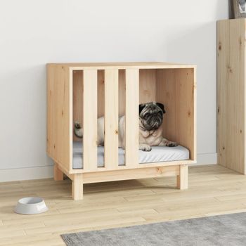 Caseta Para Perros | Perrera Exterior Madera Maciza De Pino 60x45x57 Cm Cfw750330