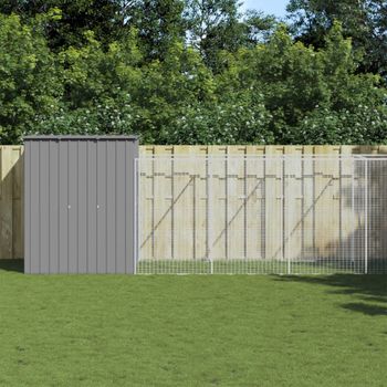 Caseta Perros | Perrera Exterior Corral Acero Galvanizado Gris Claro 165x659x181cm Cfw750400