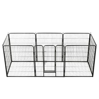 Corral Para Perros | Perrera Exterior 8 Paneles De Acero 80x100 Cm Negro Cfw755809