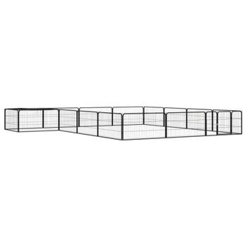 Jaula Perros 16 Paneles | Perrera Exterior Acero Recubierto Polvo Negro 100x50 Cm Cfw765817