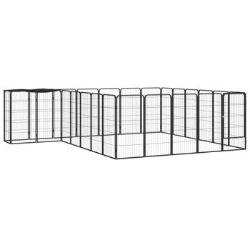 Jaula Perros 26 Paneles | Perrera Exterior Acero Recubierto Polvo Negro 50x100 Cm Cfw765827