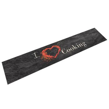 Alfombra De Cocina | Tapete Para La Cocina Lavable Terciopelo Cooking Negro 60x300 Cm Cfw729558