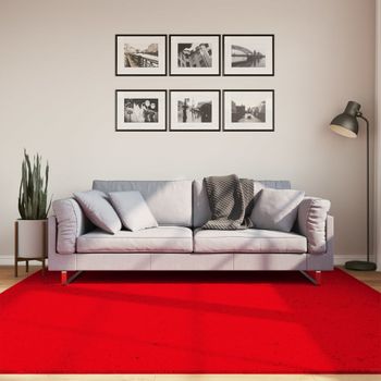 Alfombra De Salón | Alfombra De Pelo Corto Suave Lavable Huarte Rojo 200x200 Cm Cfw730489