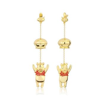 Pendientes Disney Winnie The Pooh Tarro Miel Baño De Oro