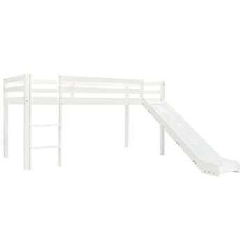 Cama Para Adultos | Cama Alta Para Niños Tobogán Y Escalera Madera Pino 97x208 Cm Cfw13235