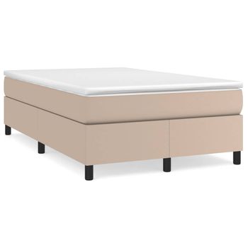 Cama Matrimonial | Cama Para Adultos | Cama Box Spring Con Colchón Cuero Sintético Capuchino 120x190cm Cfw158053