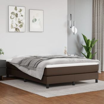 Cama Doble | Cama Box Spring | Cama Para Adultos Con Colchón Cuero Sintético Marrón 140x200cm Cfw978283