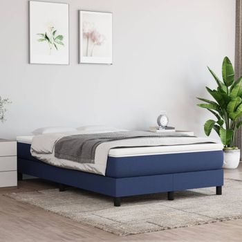 Cama Doble | Cama Box Spring | Cama Para Adultos Con Colchón Tela Azul 120x200 Cm Cfw672812