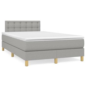 Cama Matrimonial | Cama Para Adultos | Cama Box Spring Con Colchón Tela Gris Claro 120x190 Cm Cfw935017