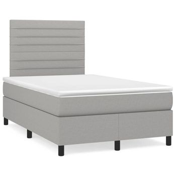 Cama Matrimonial | Cama Para Adultos | Cama Box Spring Con Colchón Tela Gris Claro 120x190 Cm Cfw163699