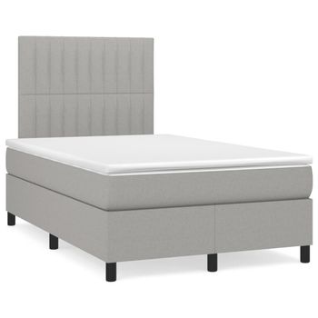 Cama Matrimonial | Cama Para Adultos | Cama Box Spring Con Colchón Tela Gris Claro 120x190 Cm Cfw755765