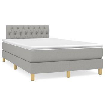 Cama Matrimonial | Cama Para Adultos | Cama Box Spring Con Colchón Tela Gris Claro 120x190 Cm Cfw769776