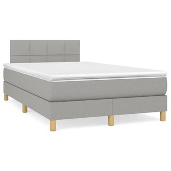 Cama Matrimonial | Cama Para Adultos | Cama Box Spring Con Colchón Tela Gris Claro 120x190 Cm Cfw194210