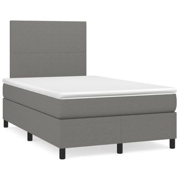 Cama Matrimonial | Cama Para Adultos | Cama Box Spring Con Colchón Tela Gris Oscuro 120x190 Cm Cfw932985