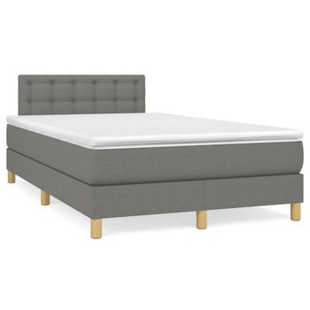 Cama Matrimonial | Cama Para Adultos | Cama Box Spring Con Colchón Tela Gris Oscuro 120x190 Cm Cfw441243