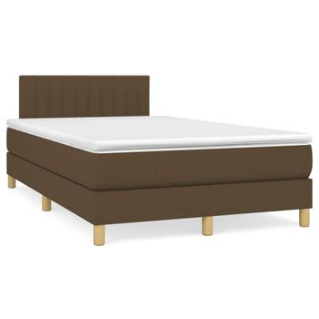 Cama Matrimonial | Cama Para Adultos | Cama Box Spring Con Colchón Tela Marrón Oscuro 120x190 Cm Cfw519312