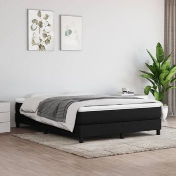 Cama Doble | Cama Box Spring | Cama Para Adultos Con Colchón Tela Negro 140x190 Cm Cfw776168