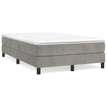 Cama Matrimonial | Cama Para Adultos | Cama Box Spring Con Colchón Terciopelo Gris Claro 120x190 Cm Cfw153456