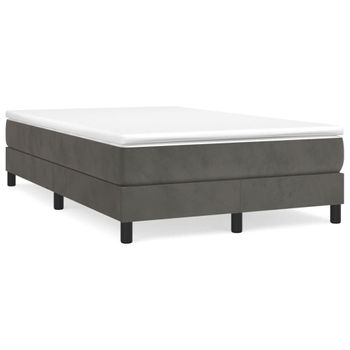 Cama Matrimonial | Cama Para Adultos | Cama Box Spring Con Colchón Terciopelo Gris Oscuro 120x190 Cm Cfw652635