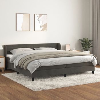 Cama Doble | Cama Box Spring | Cama Para Adultos Con Colchón Terciopelo Gris Oscuro 200x200 Cm Cfw758728